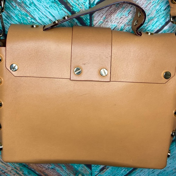 Sandro Paris Light Tan Leather Abby Cartable Leather Satchel - Picture 11 of 14